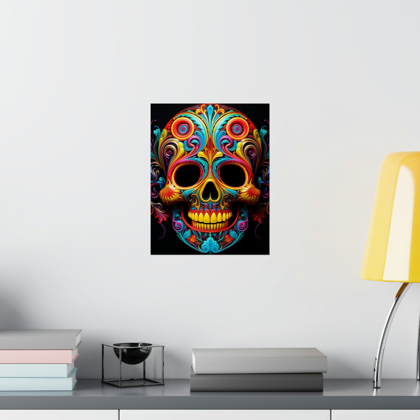 Premium Matte Vertical Posters Macro Skull Color 1