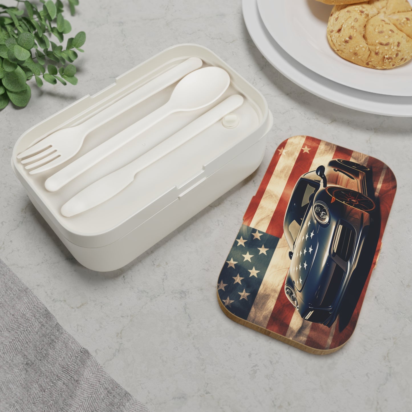 Bento Lunch Box Abstract American Flag Background Porsche 3
