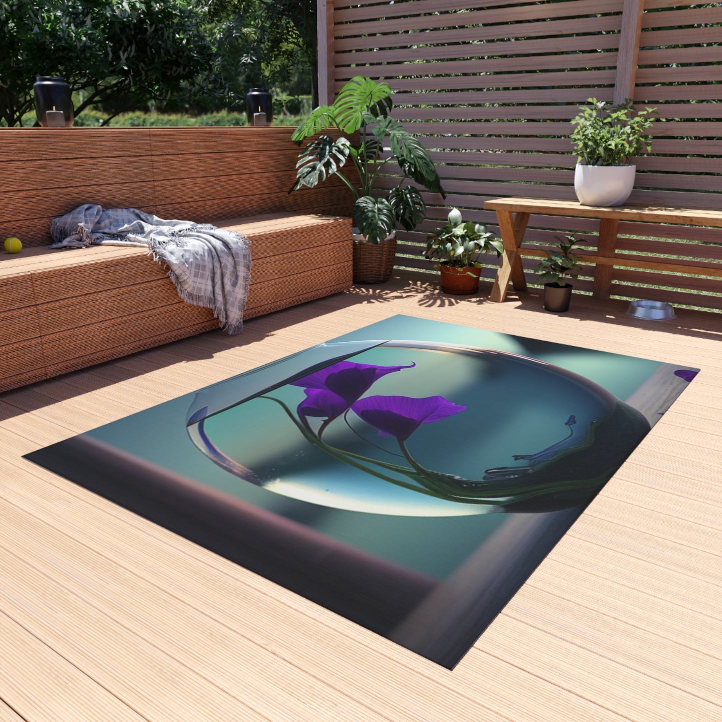 Outdoor Rug  Purple Sweet pea in a vase 2