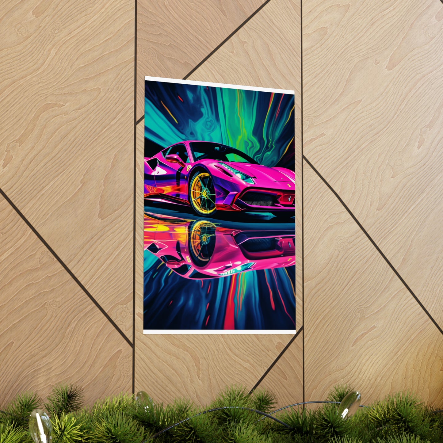 Premium Matte Vertical Posters Pink Ferrari Macro 4