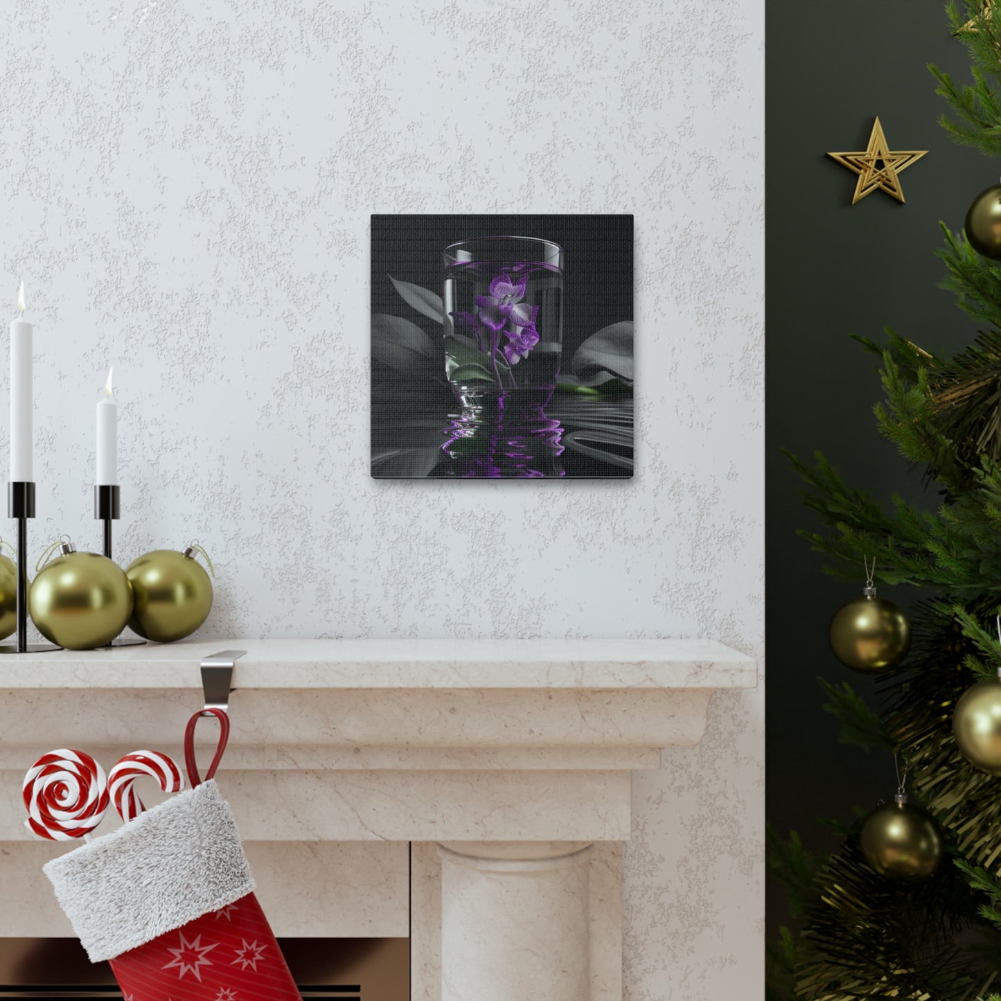 Canvas Gallery Wraps Purple Orchid Glass vase 1