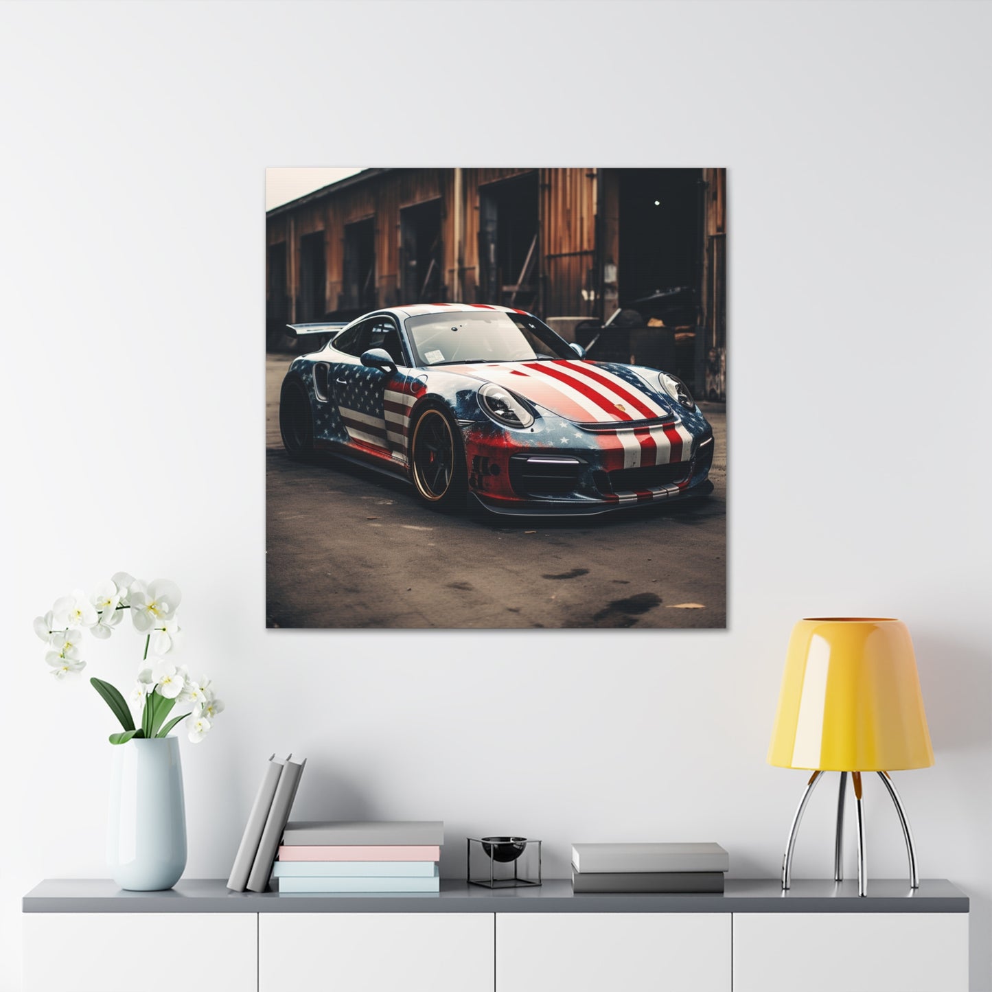 Canvas Gallery Wraps American Flag Porsche 3