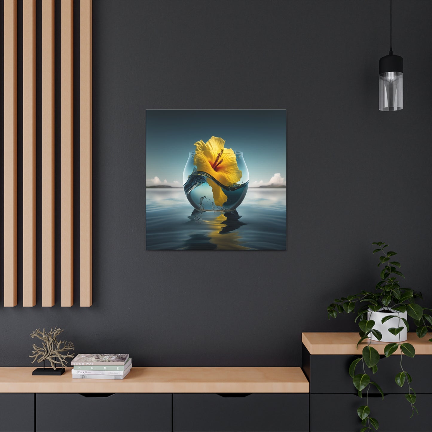 Canvas Gallery Wraps Yellow Hibiscus glass 4