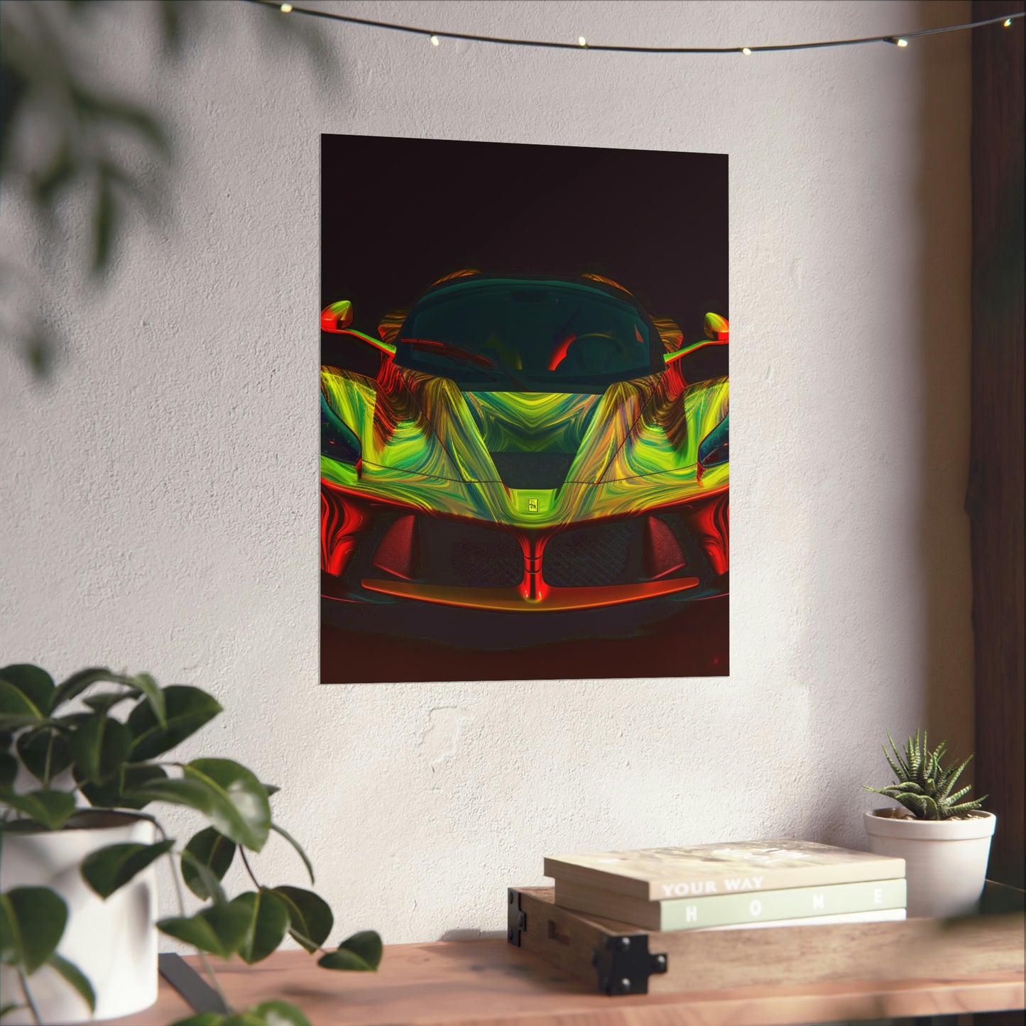 Premium Matte Vertical Posters Ferrari Neon 1