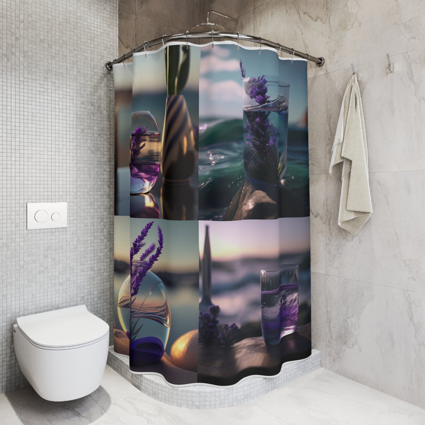 Polyester Shower Curtain Lavender in a vase 5