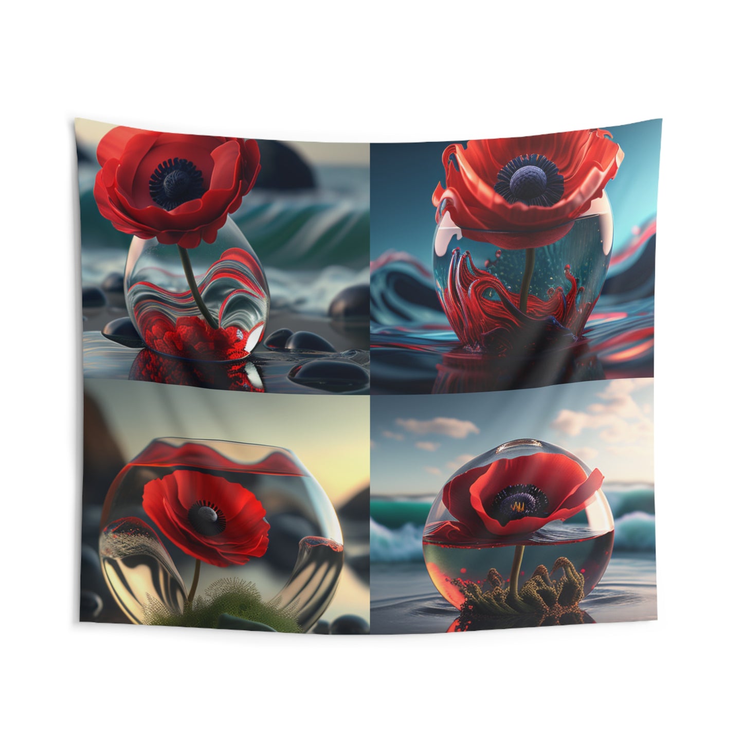 Indoor Wall Tapestries Red Anemone in a Vase 5