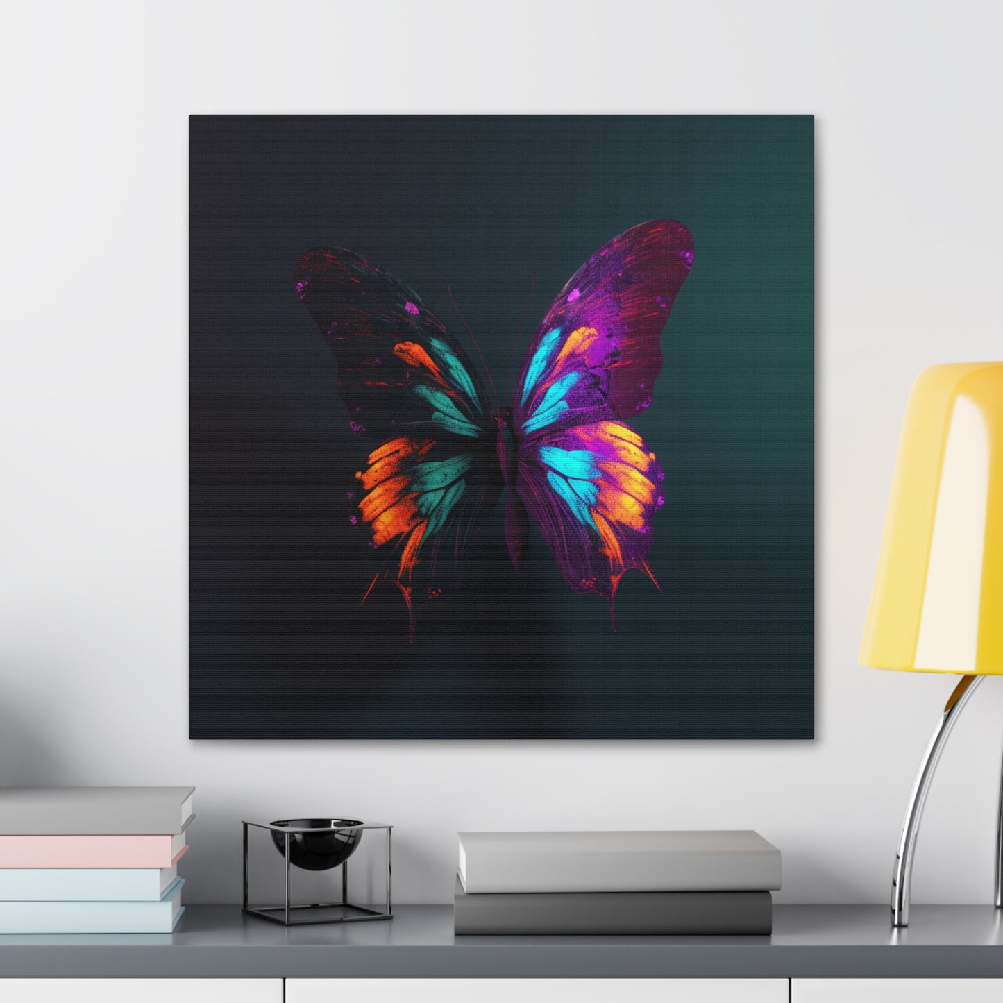 Canvas Gallery Wraps Hyper Colorful Butterfly Purple 2