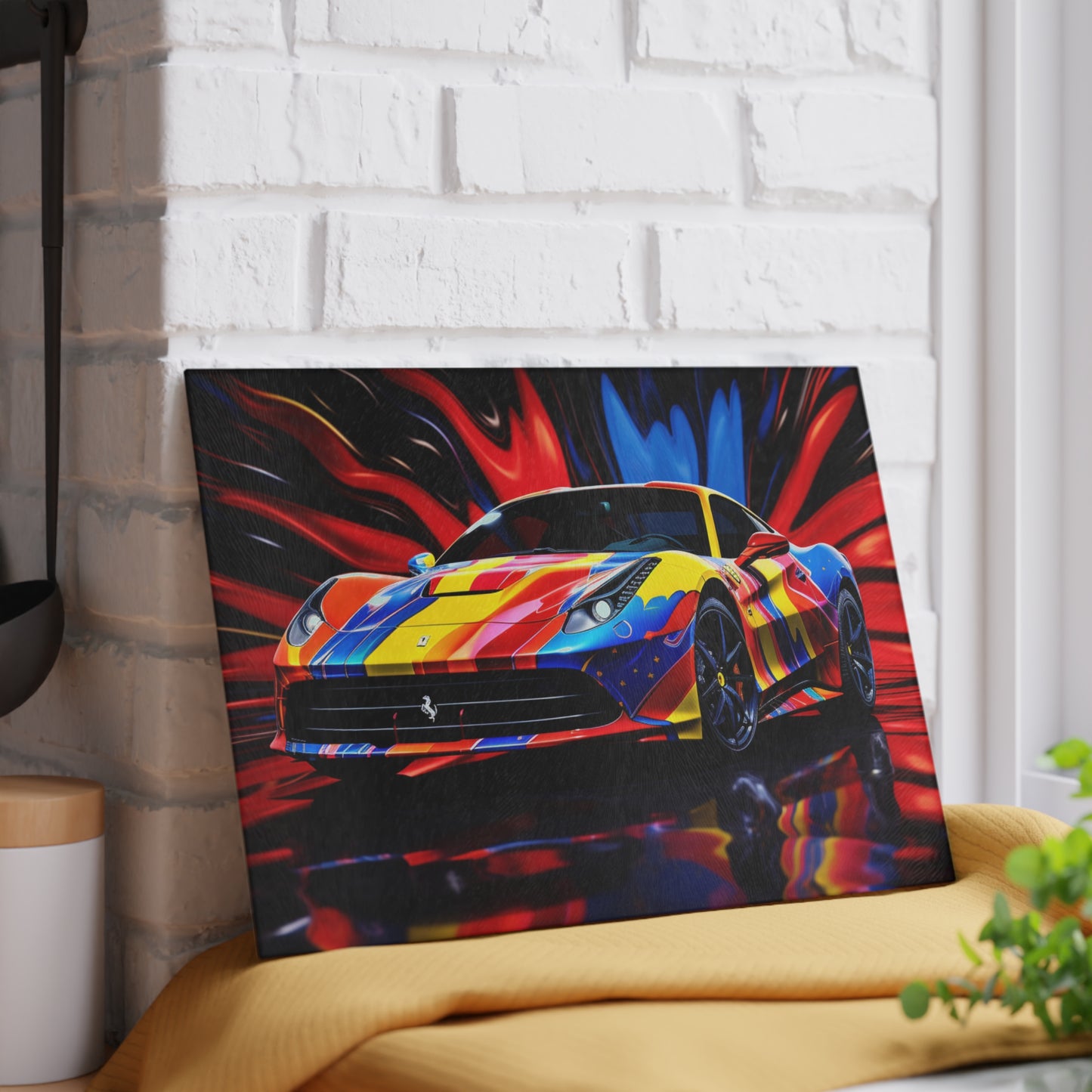 Glass Cutting Board Hyper Colorfull Ferrari 1