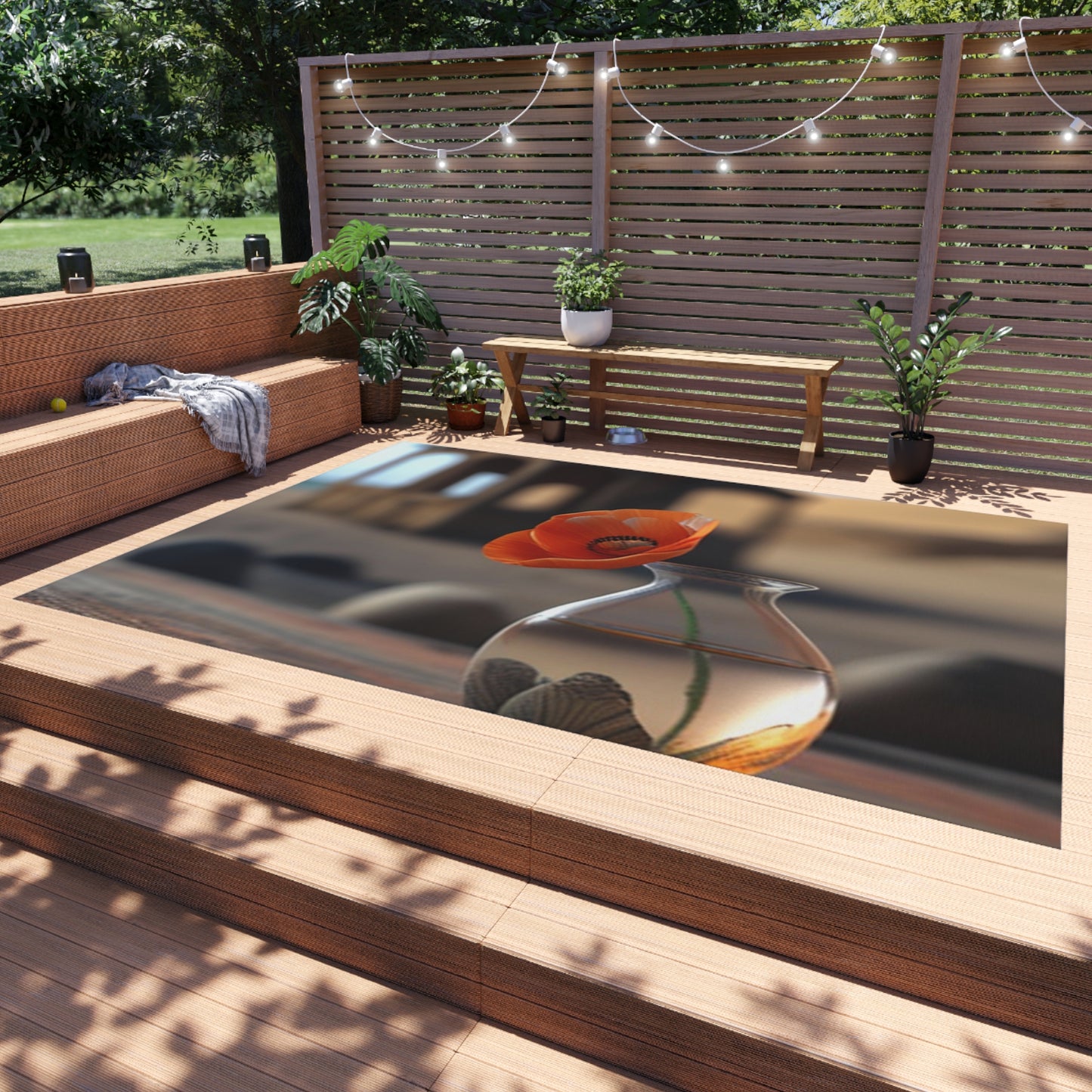 Outdoor Rug  Poppy in a Glass Vase 1