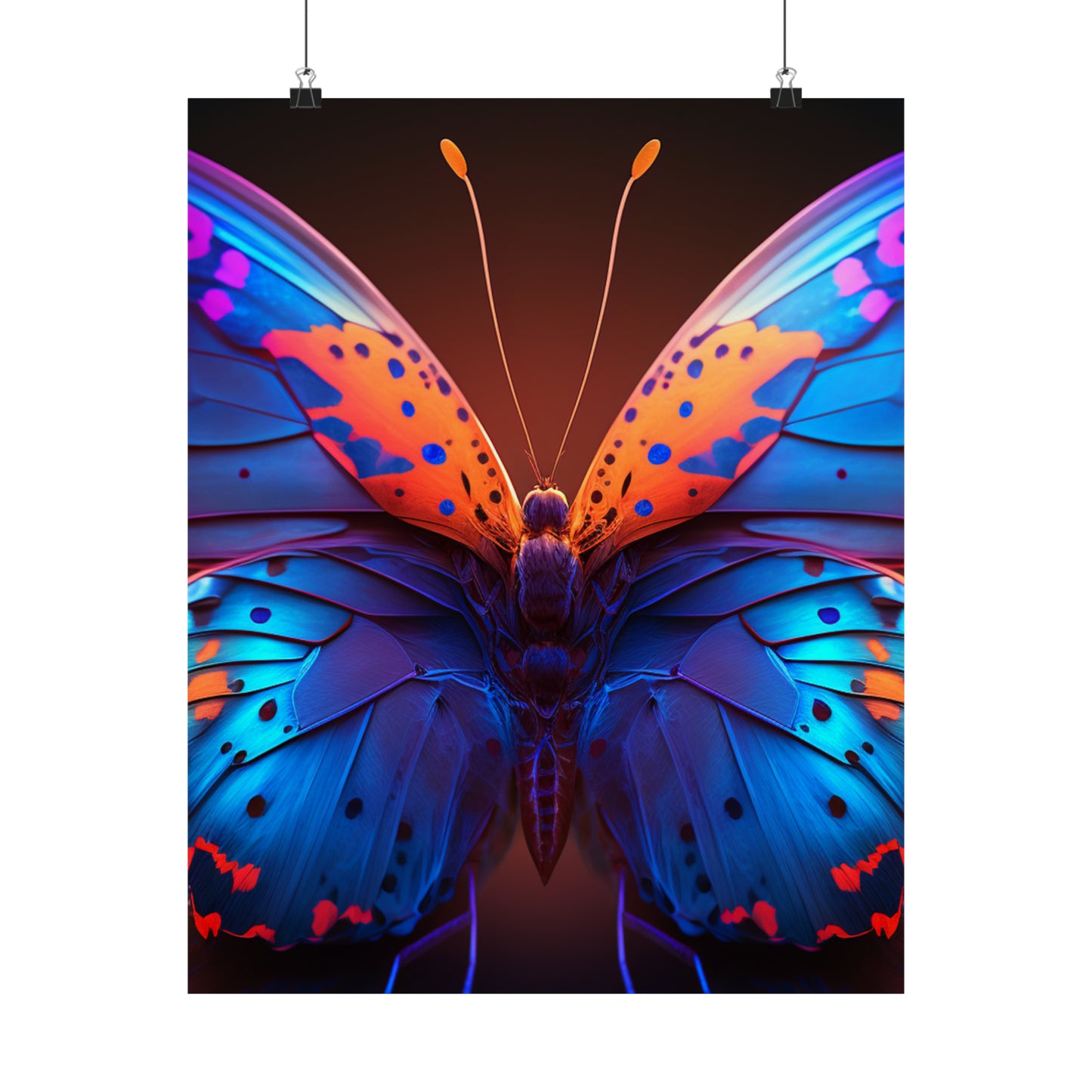 Premium Matte Vertical Posters Neon Butterfly Macro 3