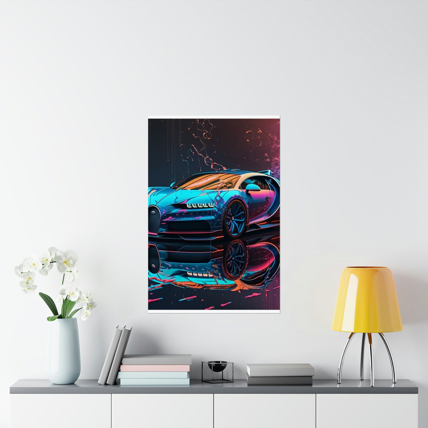 Premium Matte Vertical Posters Bugatti Neon Chiron 4