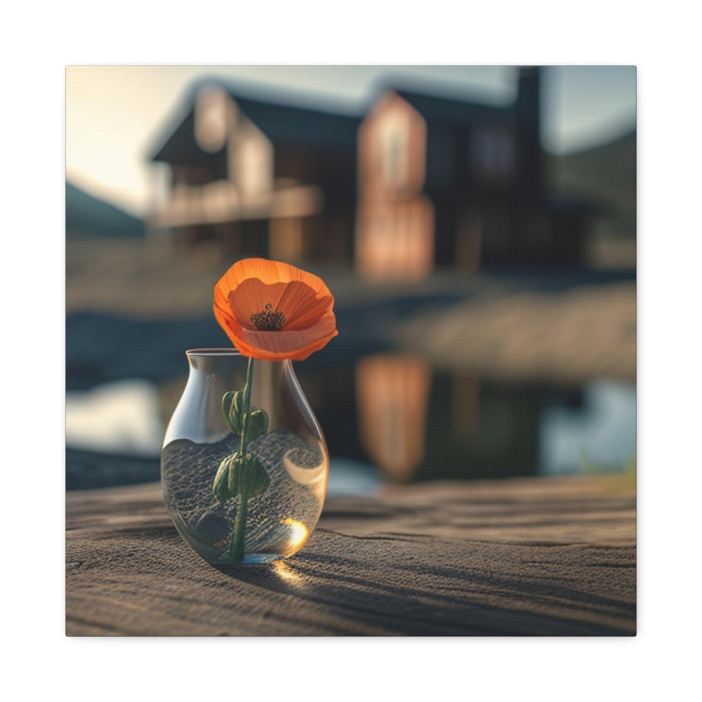 Canvas Gallery Wraps Orange Poppy in a Vase 4