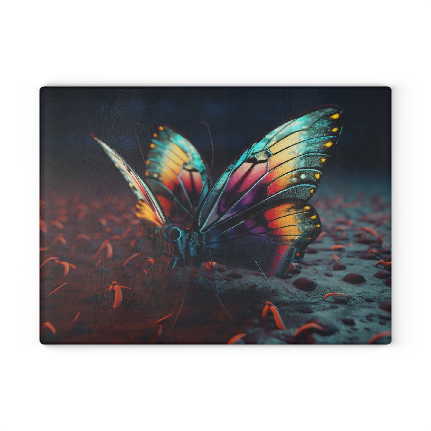 Glass Cutting Board Hyper Colorful Butterfly Macro 1