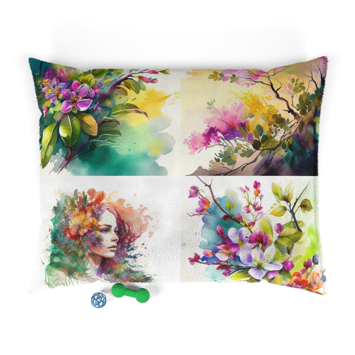 Pet Bed Mother Nature Bright Spring Colors Realistic Watercolor 5