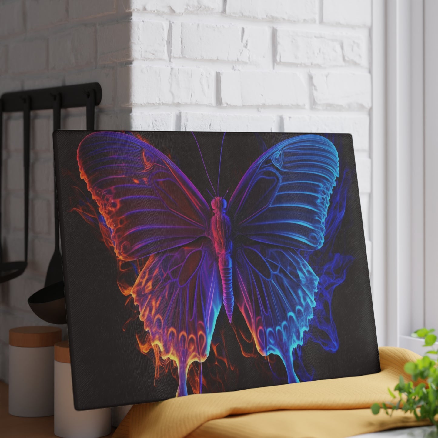 Glass Cutting Board Thermal Butterfly 1