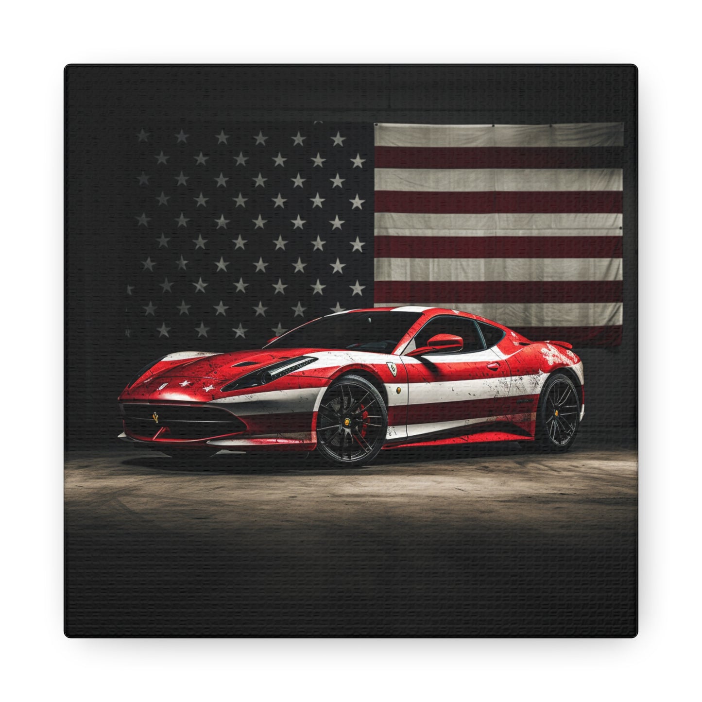 Canvas Gallery Wraps American Flag Background Ferrari 1