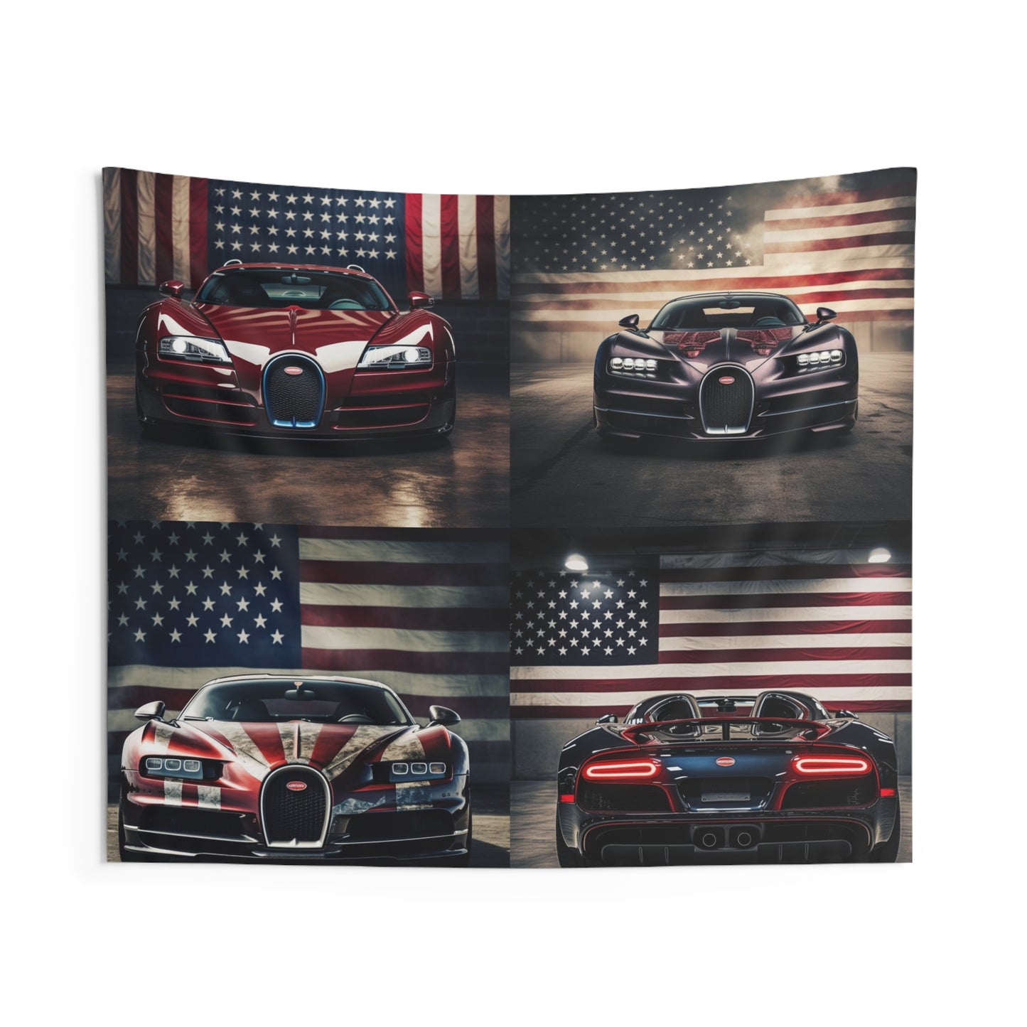Indoor Wall Tapestries American Flag Background Bugatti 5
