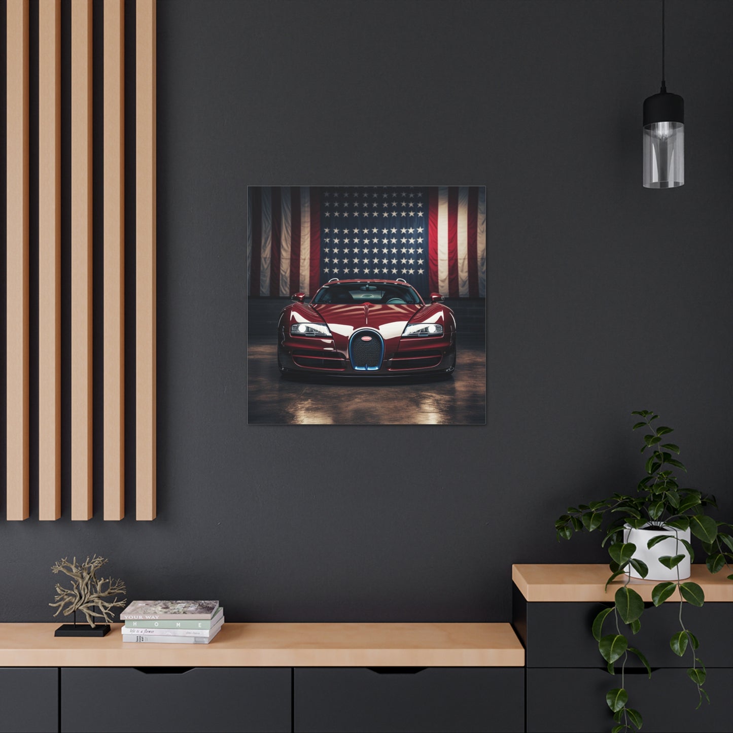 Canvas Gallery Wraps American Flag Background Bugatti 1