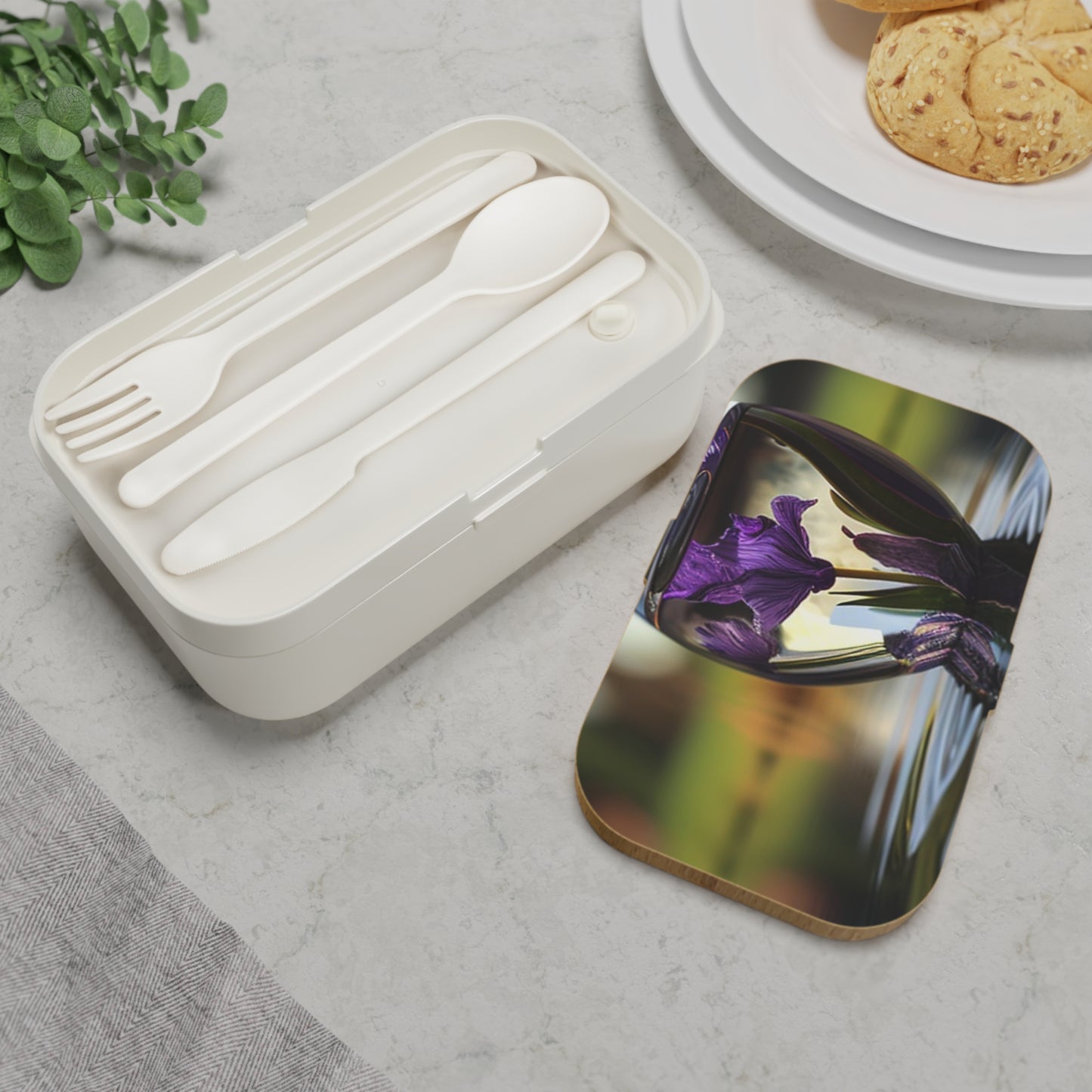 Bento Lunch Box Purple Iris in a vase 3