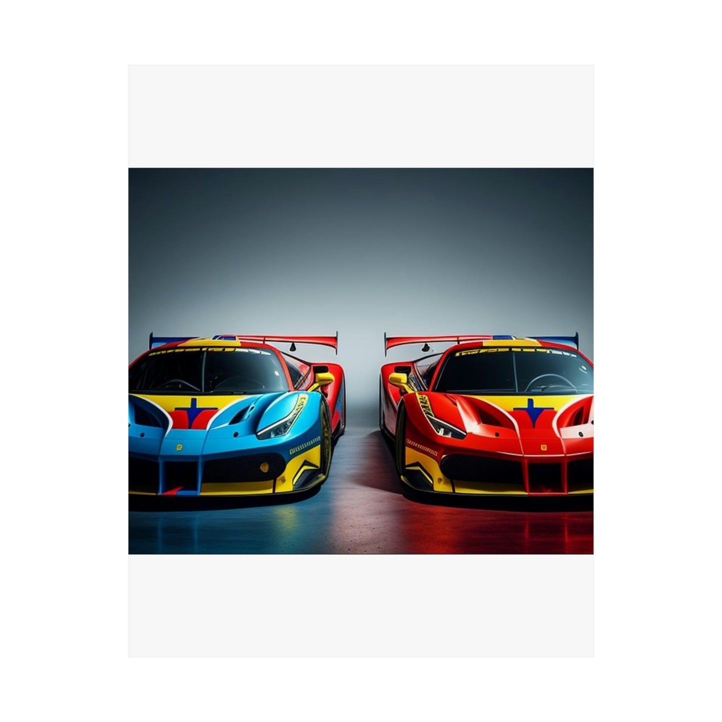 Premium Matte Vertical Posters Ferrari Red Blue 2