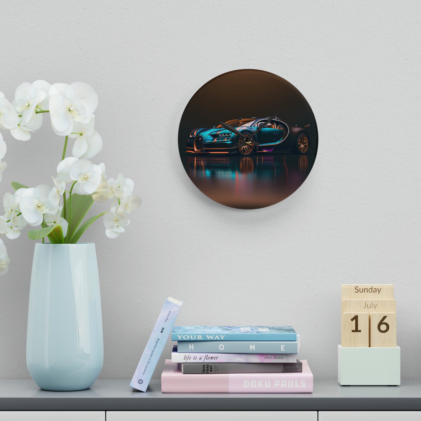 Acrylic Wall Clock Bugatti Blue 2