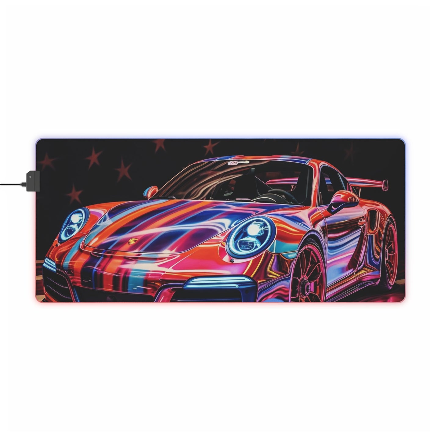 LED Gaming Mouse Pad American Flag Colored Porsche 4