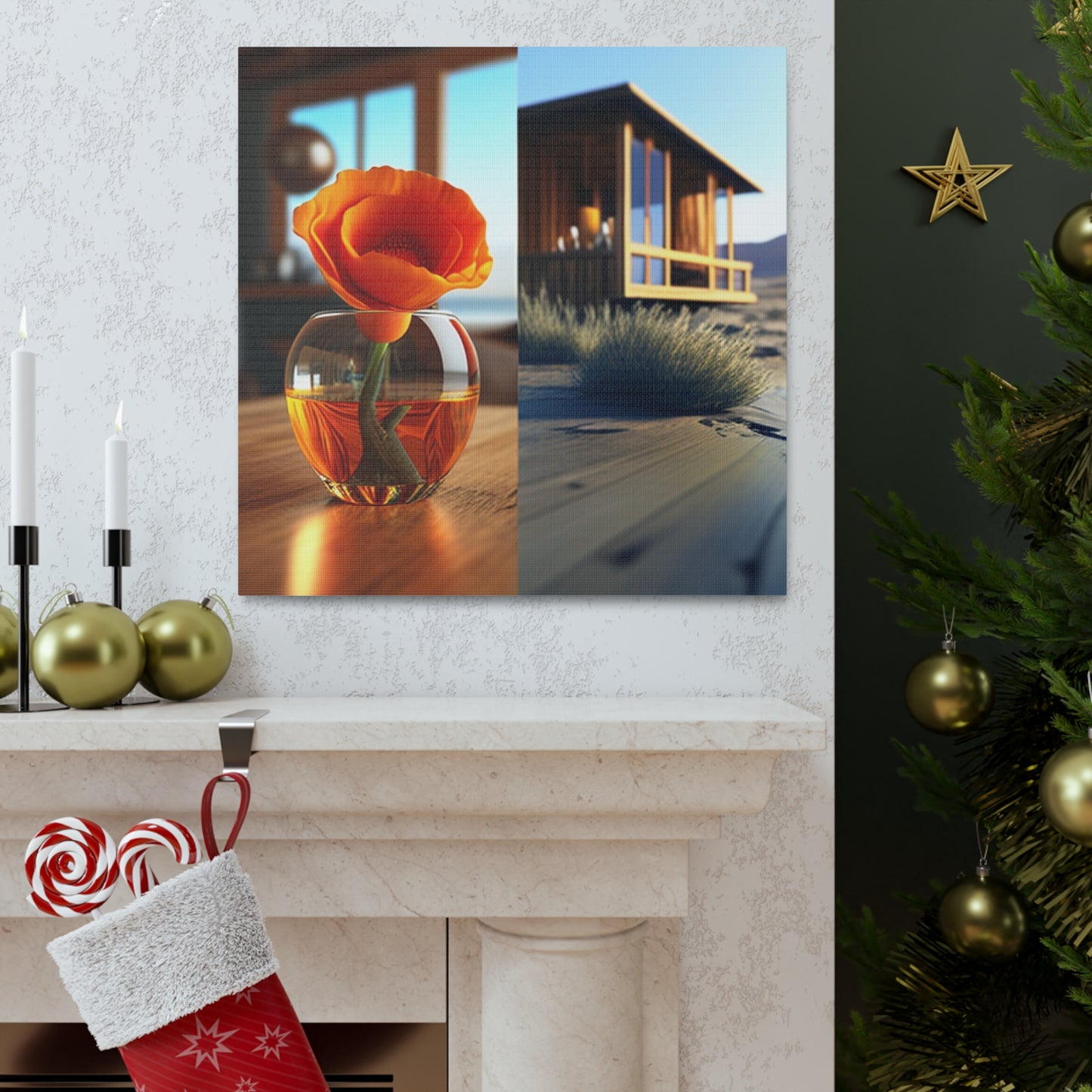 Canvas Gallery Wraps Poppy in a Glass Vase 3