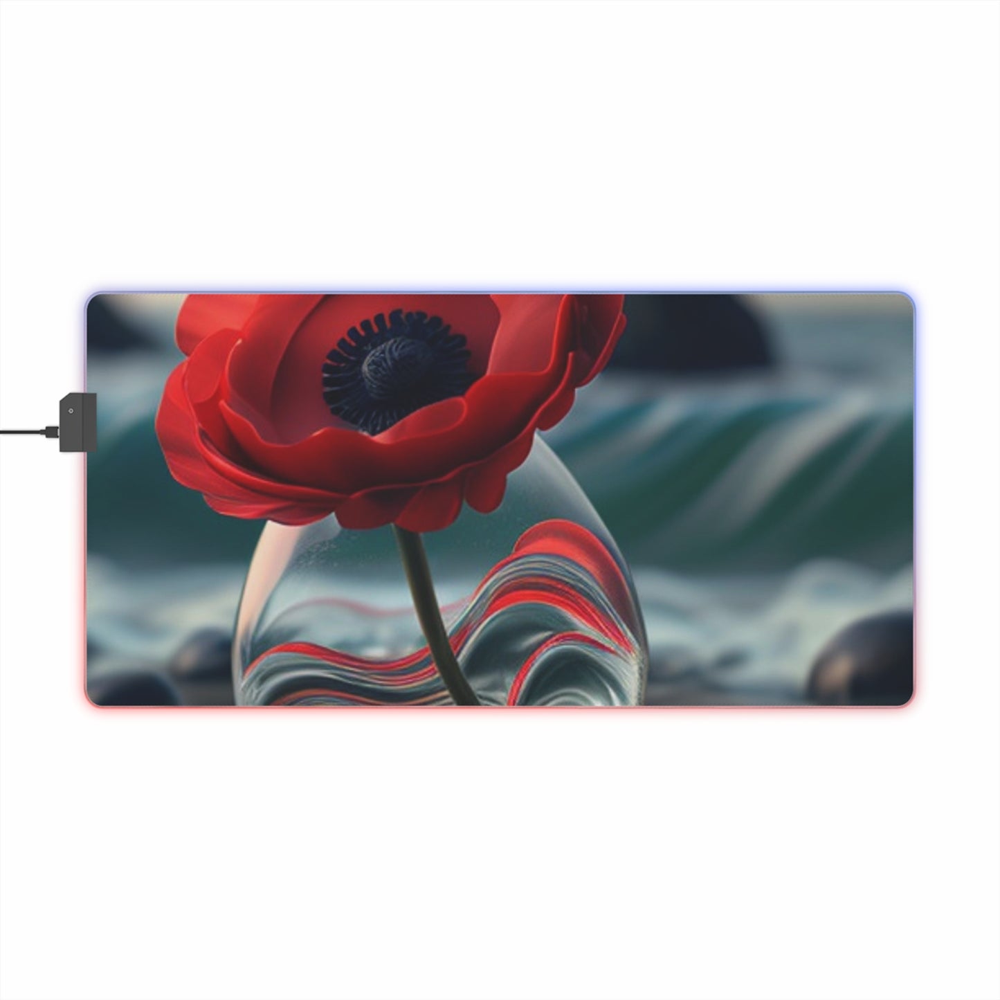 LED Gaming Mouse Pad Red Anemone in a Vase 1