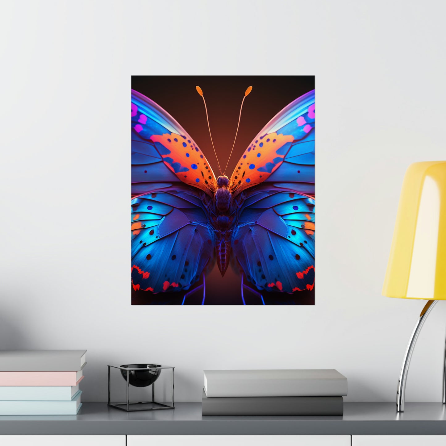 Premium Matte Vertical Posters Neon Butterfly Macro 3