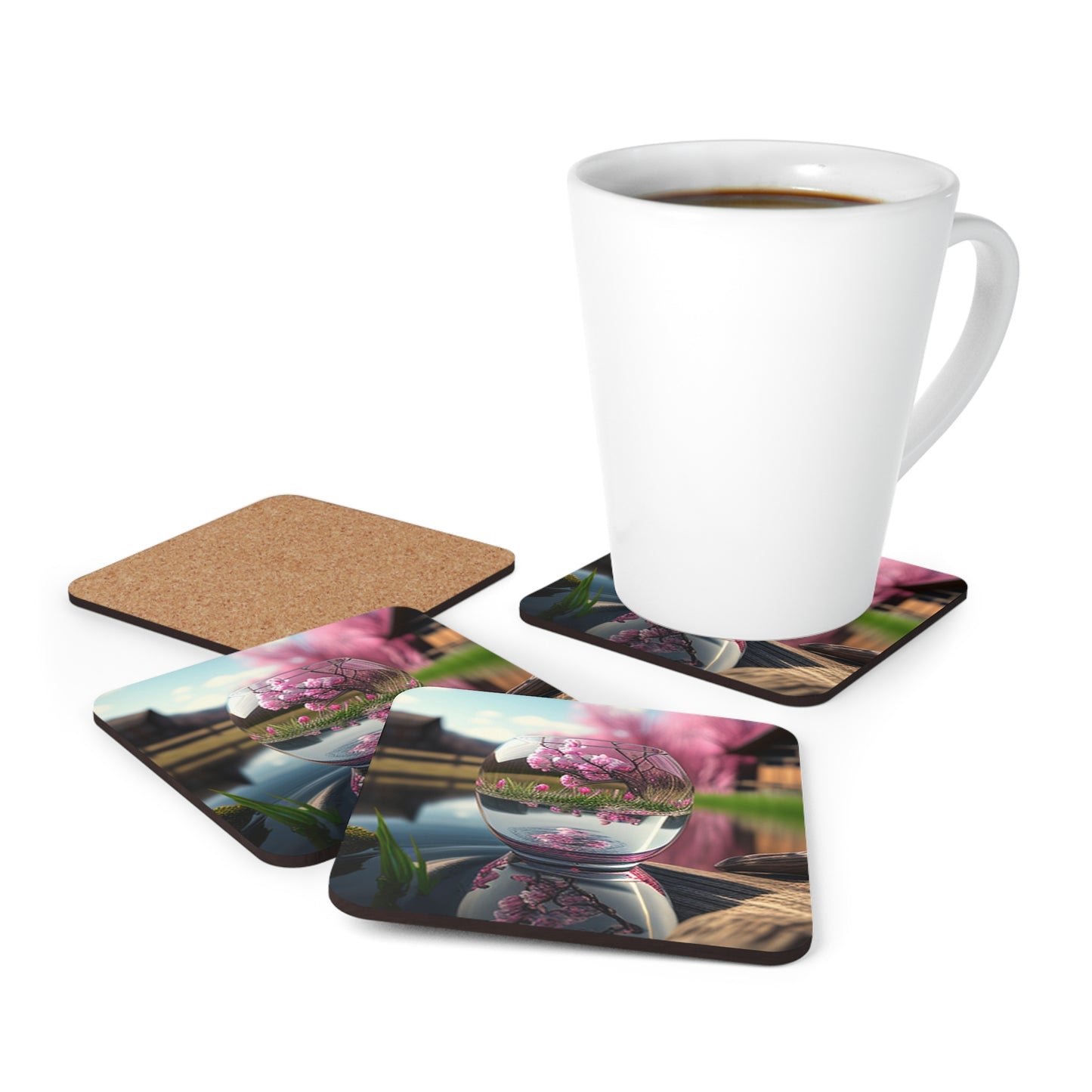 Corkwood Coaster Set Cherry Blossom 2