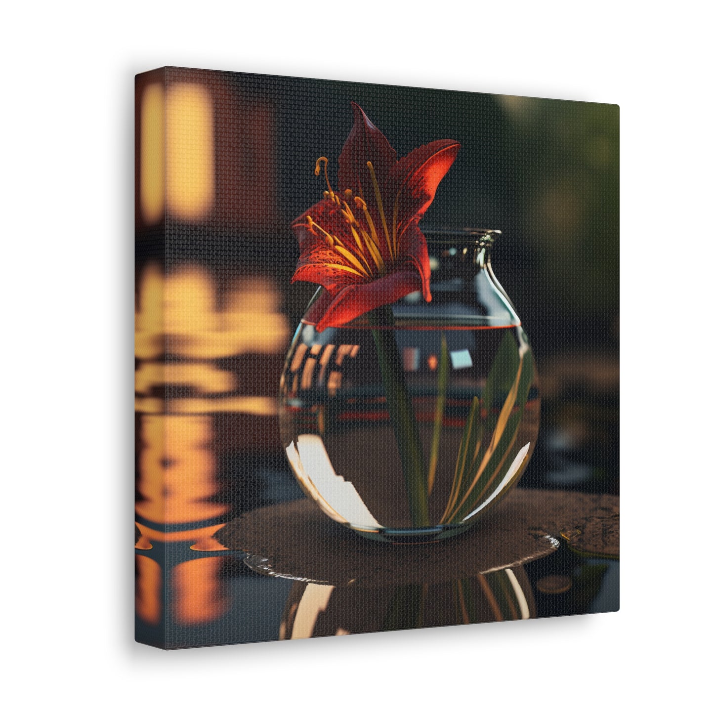 Canvas Gallery Wraps Red Lily in a Glass vase 2