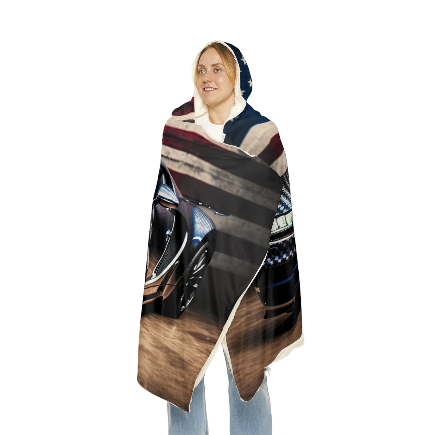 Snuggle Hooded Blanket Bugatti American Flag 1