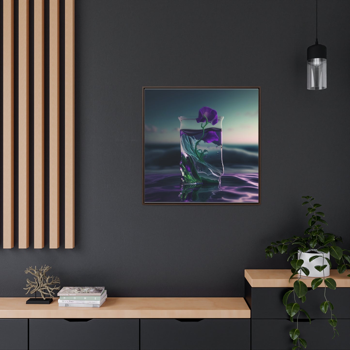 Gallery Canvas Wraps, Square Frame Purple Sweet pea in a vase 3