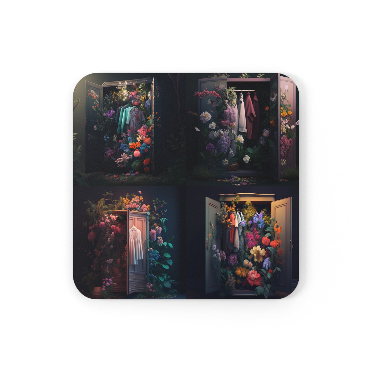 Cork Back Coaster A Wardrobe Surrounded by Flowers 5