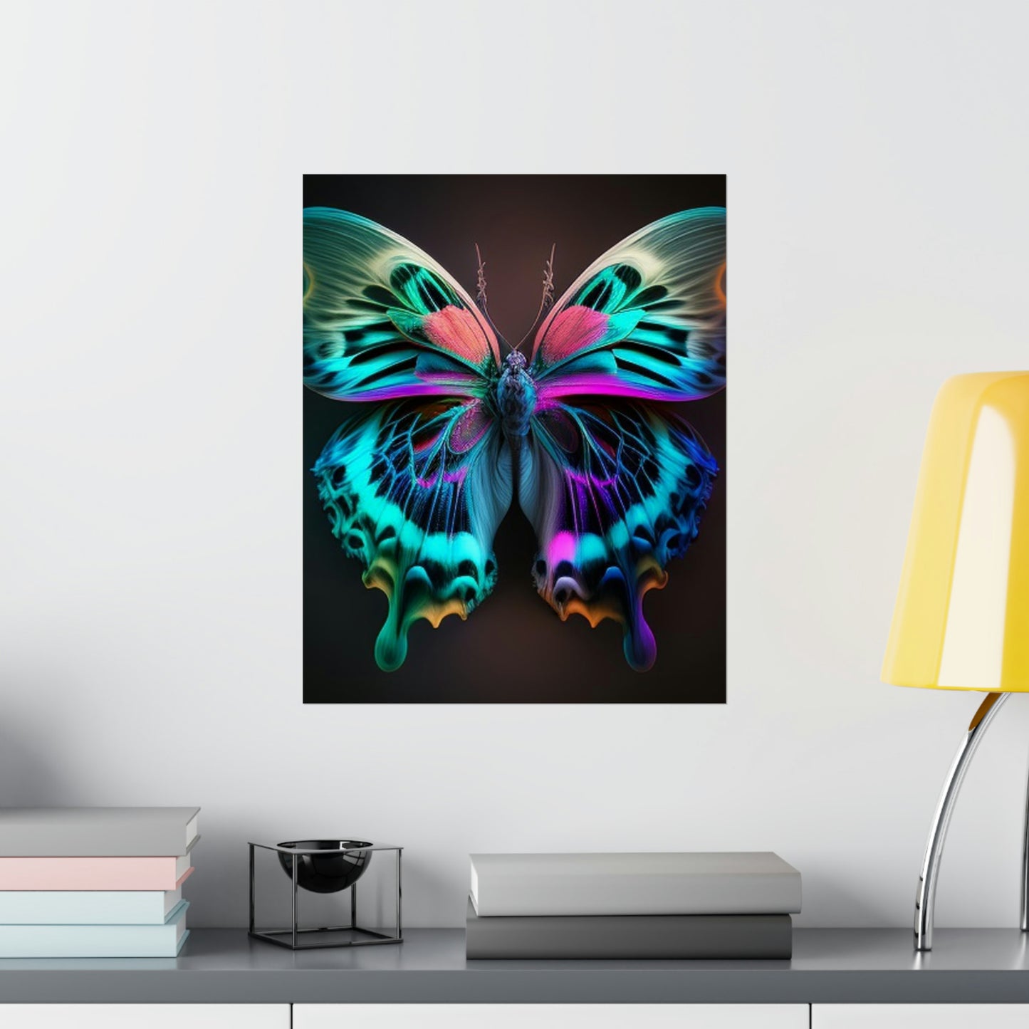 Premium Matte Vertical Posters Neon Butterfly Fusion 1