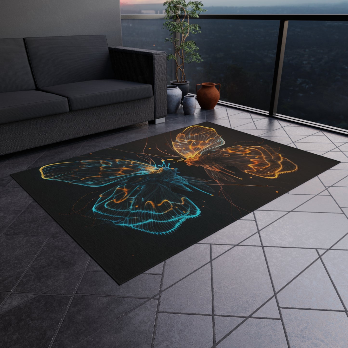 Outdoor Rug  Neon Glo Butterfly 1