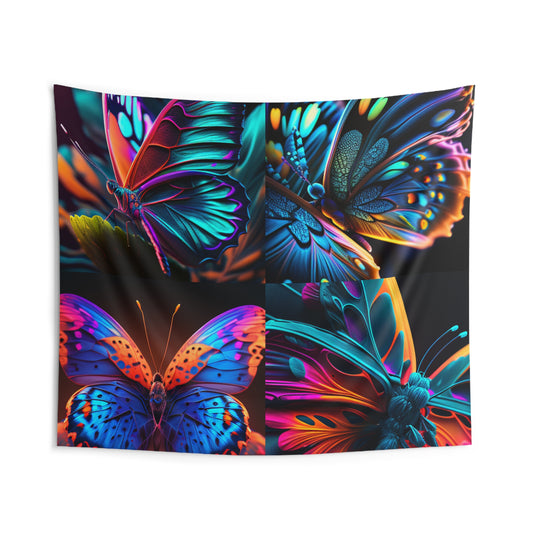 Indoor Wall Tapestries Neon Butterfly Macro 5