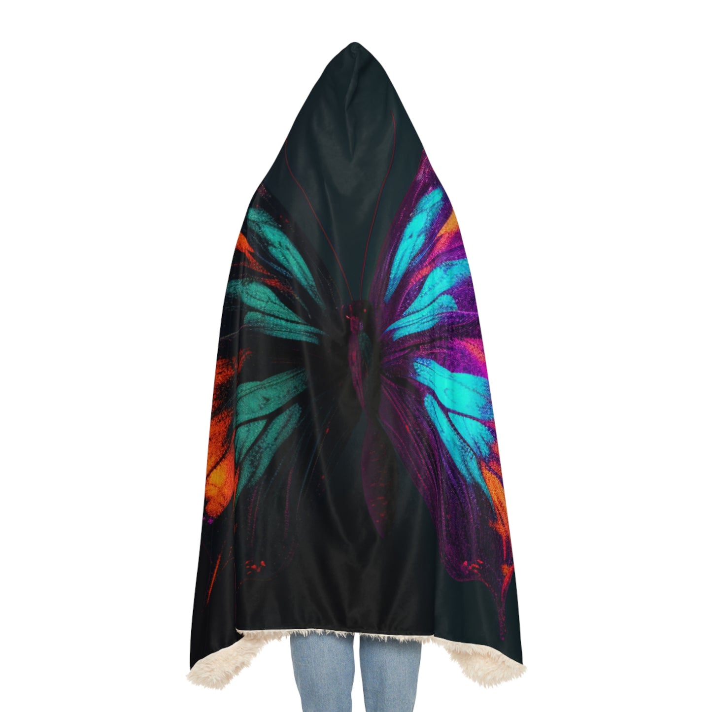 Snuggle Hooded Blanket Hyper Colorful Butterfly Purple 2