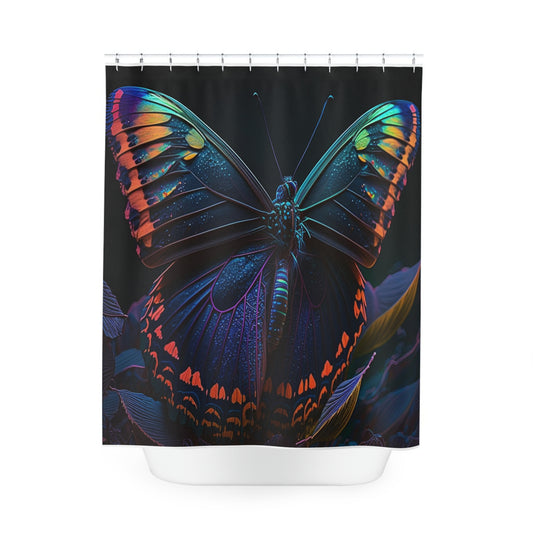Polyester Shower Curtain Hue Neon Butterfly 3