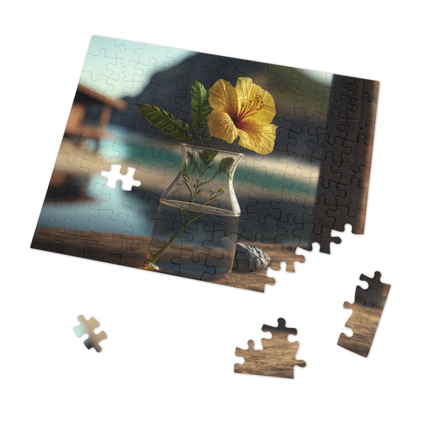 Jigsaw Puzzle (30, 110, 252, 500,1000-Piece) Yellow Hibiscus Wood 4
