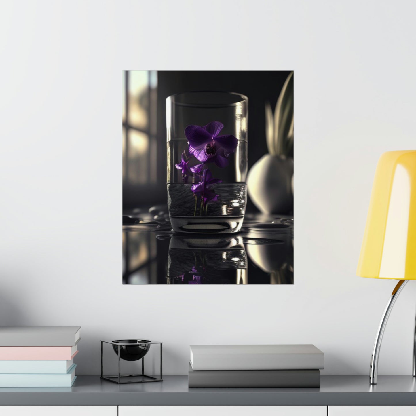 Premium Matte Vertical Posters Purple Orchid Glass vase 4