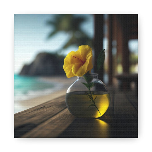 Canvas Gallery Wraps Yellow Hibiscus Wood 3