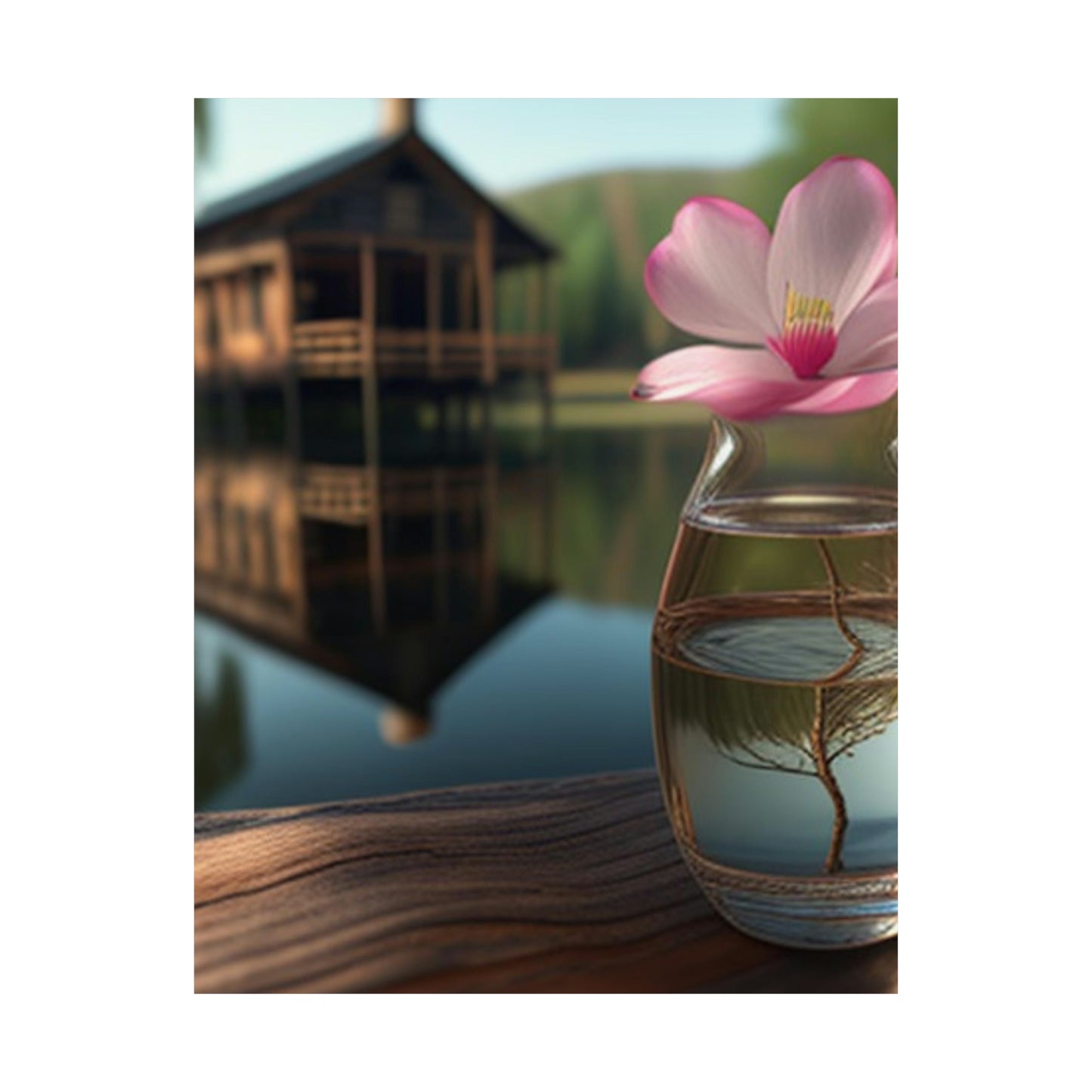 Premium Matte Vertical Posters Magnolia in a Glass vase 1