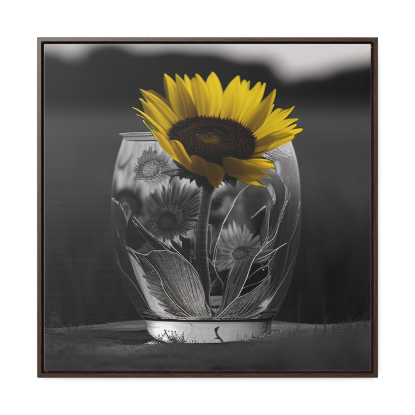 Gallery Canvas Wraps, Square Frame Yellw Sunflower in a vase 1