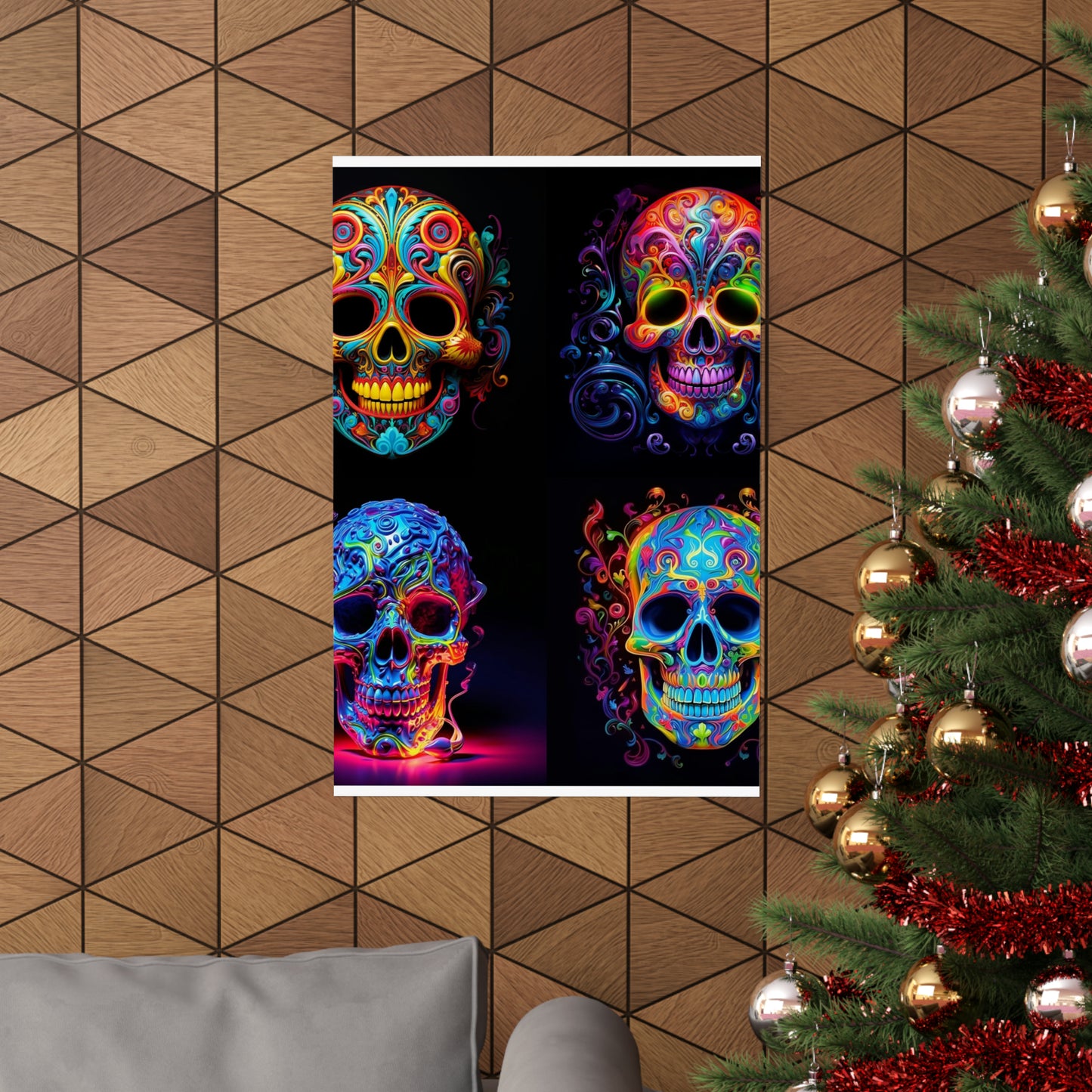 Premium Matte Vertical Posters Macro Skull Color 5