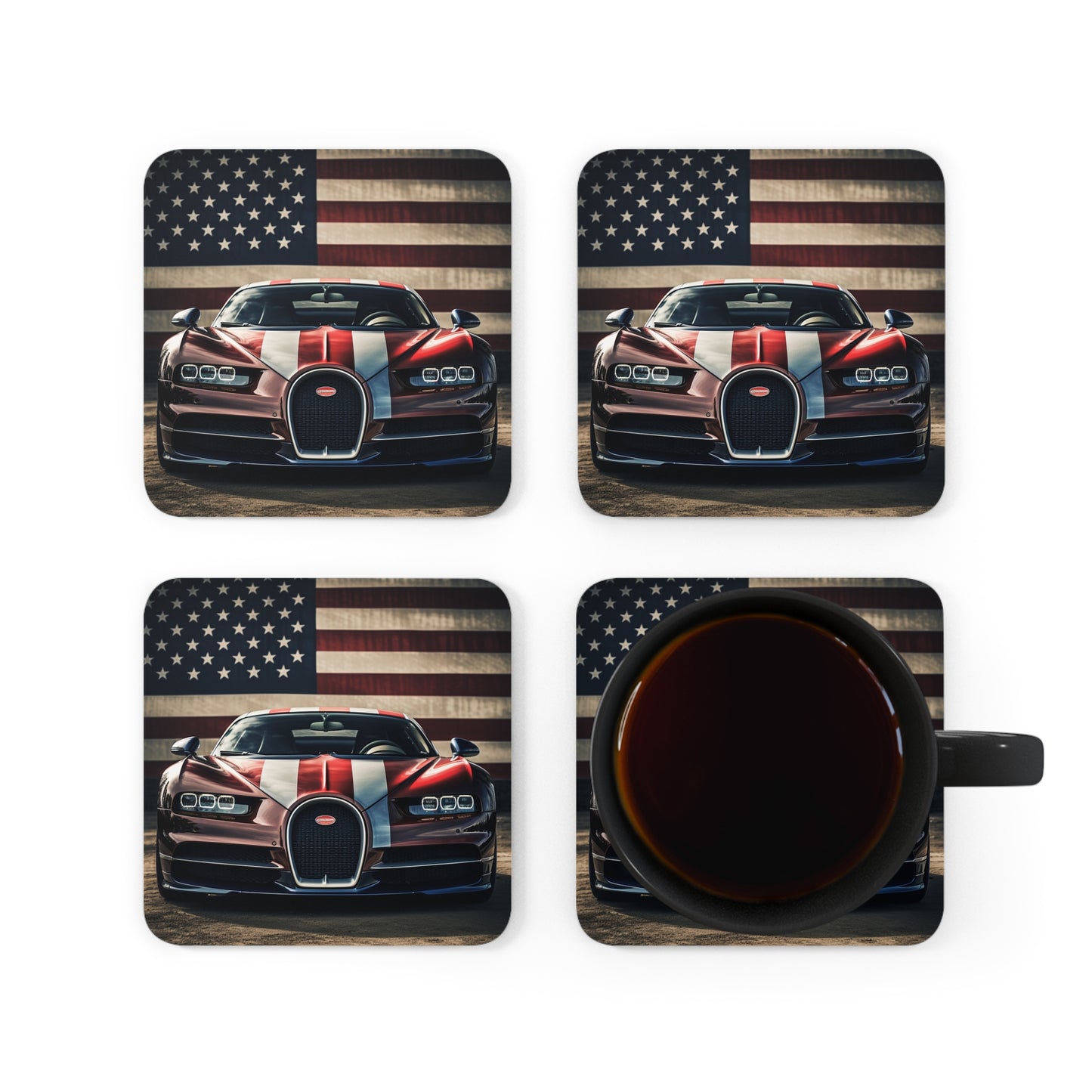 Corkwood Coaster Set Bugatti Flag 1