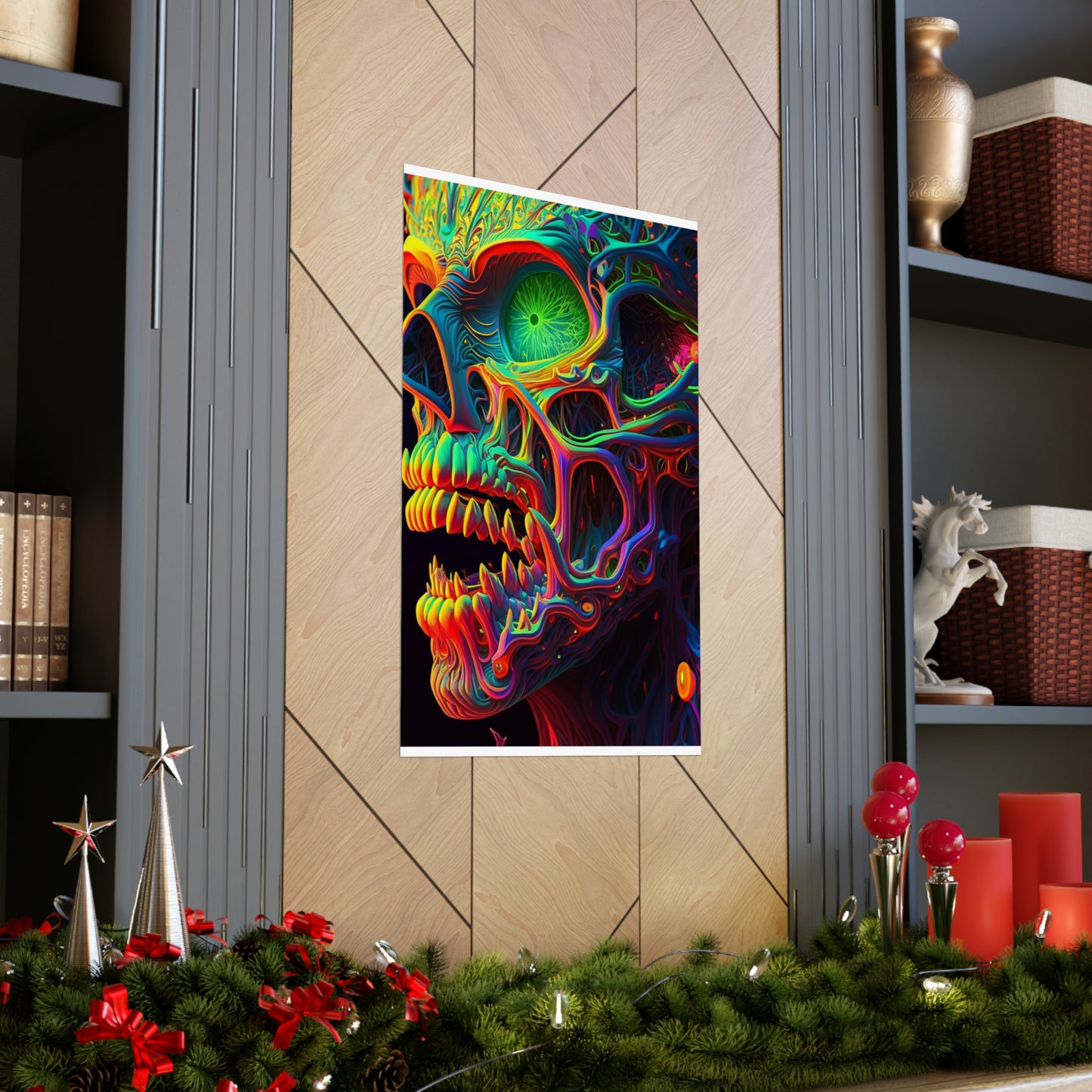 Premium Matte Vertical Posters Florescent Skull Death 1