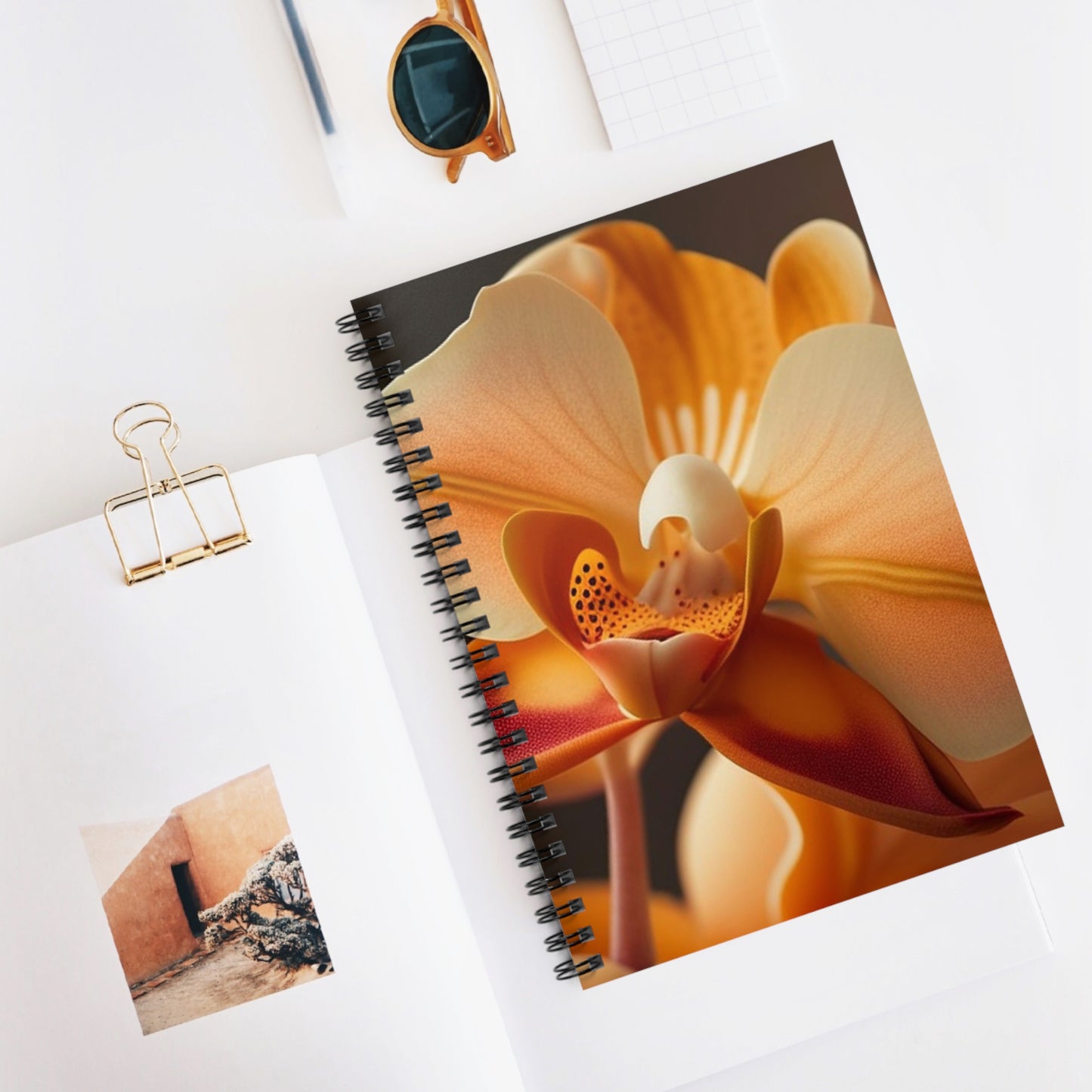 Spiral Notebook - Ruled Line Orange Orchid 3