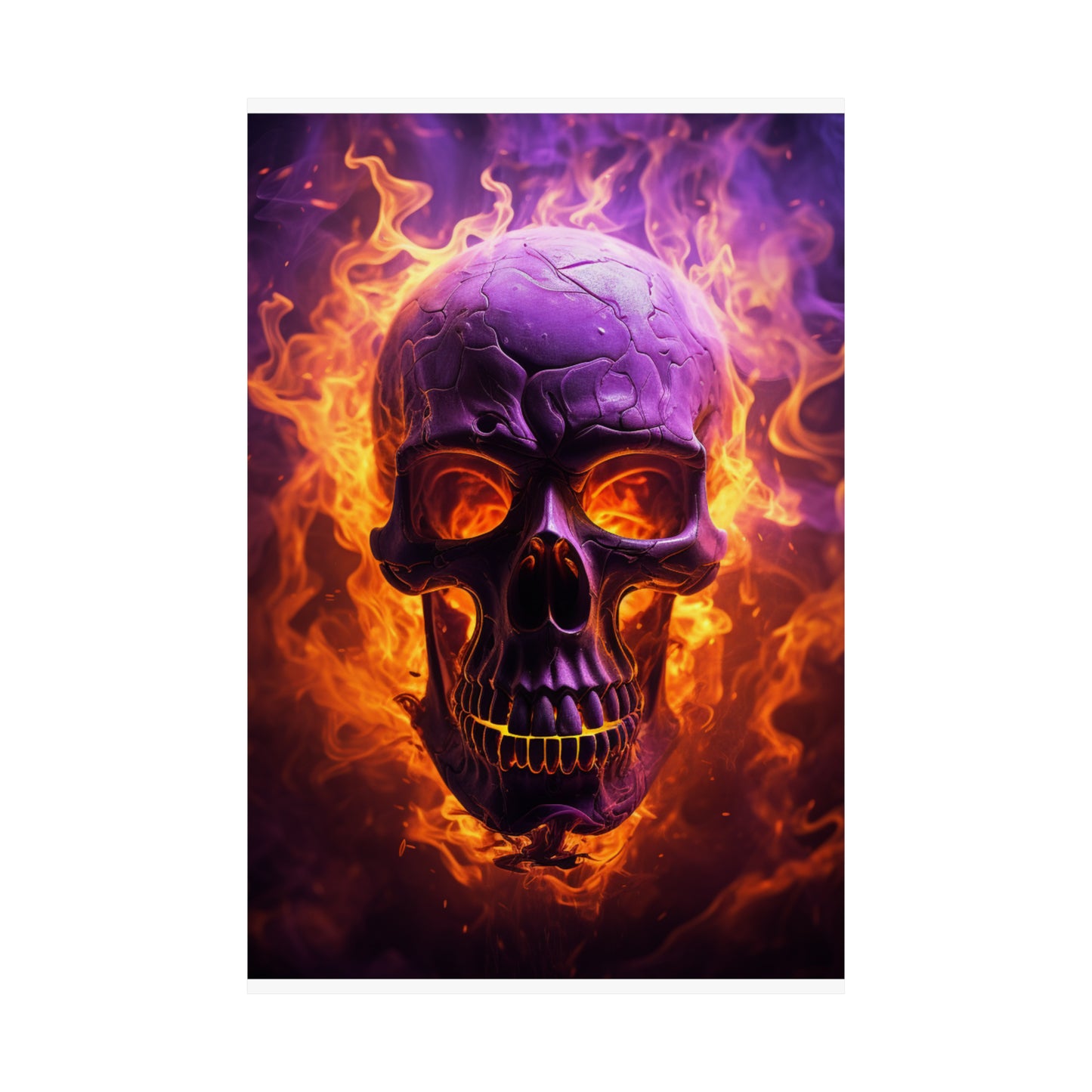 Premium Matte Vertical Posters Skull Flames 3