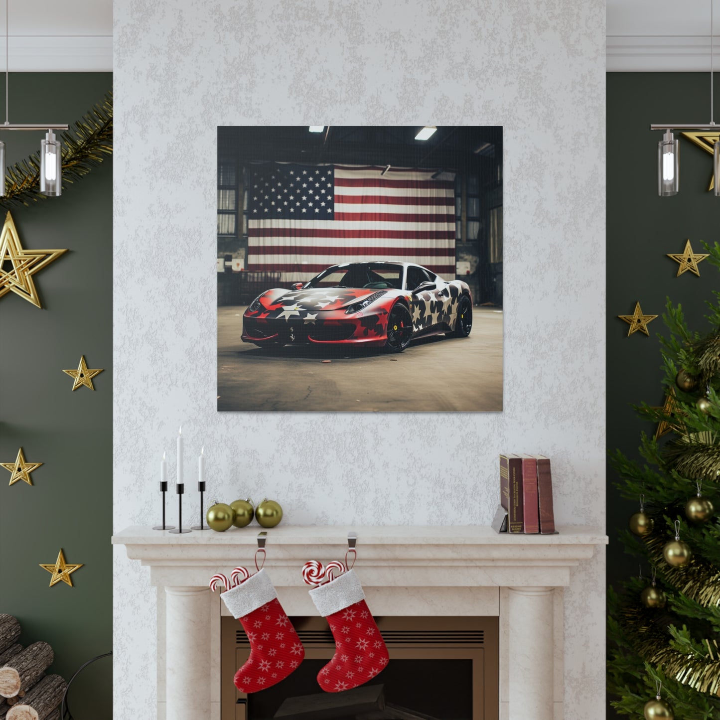 Canvas Gallery Wraps American Flag Farrari 1